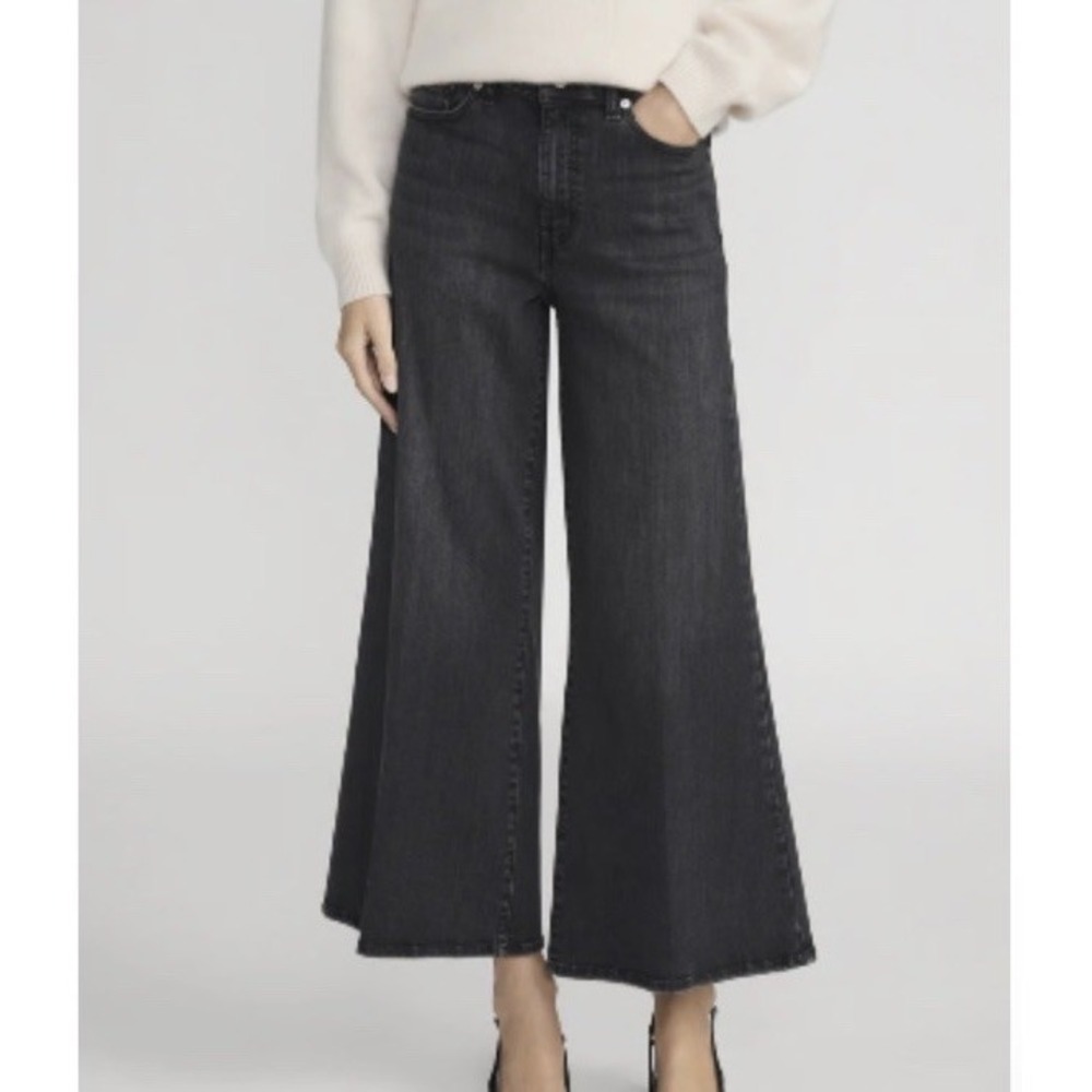 Frame Jeans Le Palazzo Crop Women's Black Wide Leg Size 28